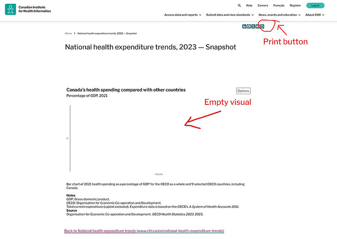 Print button and empty visual